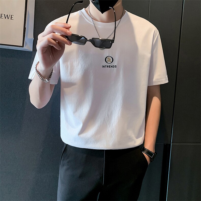 2025新款夏季短袖T恤男潮牌刺绣圆领半袖体恤A313-1-9311-P45,男装T恤,电商A313-1