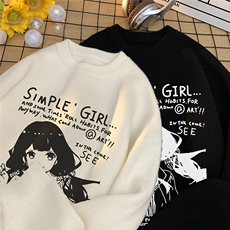 特批毛毯女孩字母印花时尚圆领毛衣针织衫A247-M88131特批45控68，男装针织衫/毛衣，电商A247