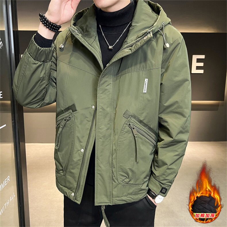 DS-A225-M501加棉男士连帽帅气工装青年夹克百搭时尚潮流外套图片