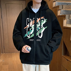 H208P70含棉量65%美式字母高街连帽卫宽松休闲开衫外套，男装卫衣，星座304A-1