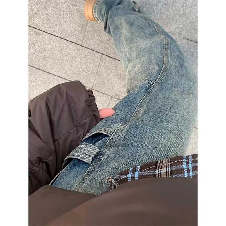 美式高街黄泥拉链开叉牛仔裤男潮牌修身小众百搭长裤RK2960-P51,男装牛仔裤,星座412-3