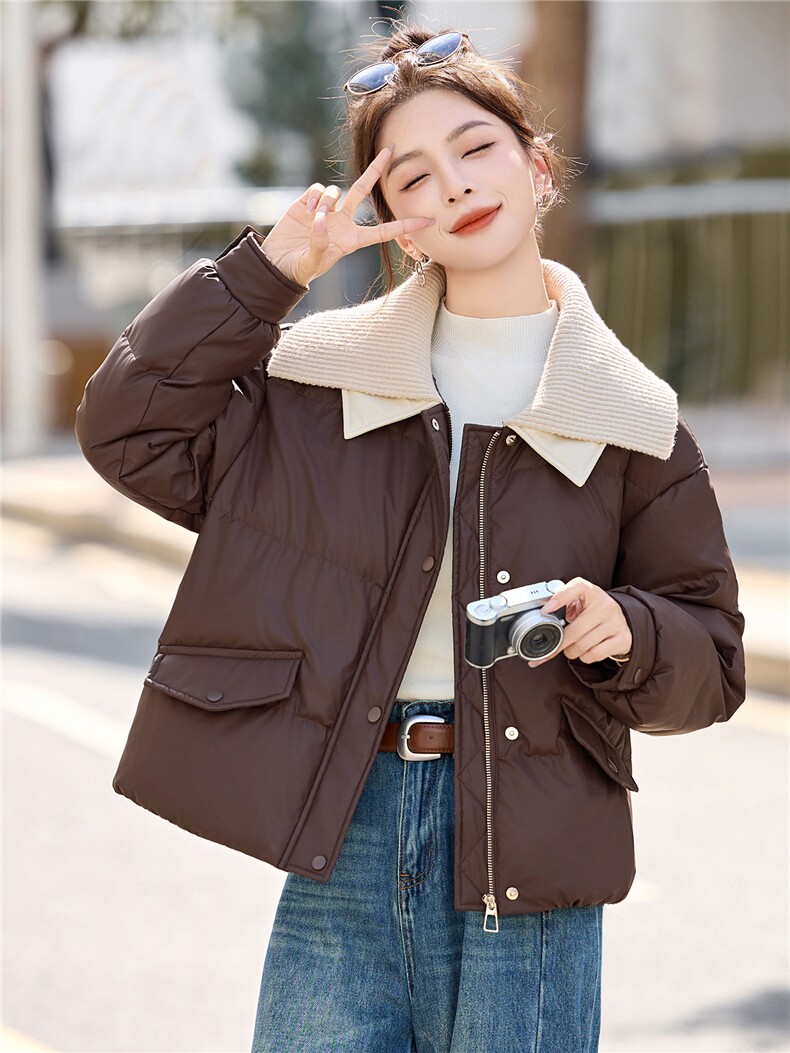 现货2025年冬季新款韩版休闲羽绒服针织拼接保暖羽绒服,女装羽绒服,悦祺