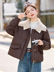 现货2025年冬季新款韩版休闲羽绒服针织拼接保暖羽绒服，女装羽绒服，悦祺