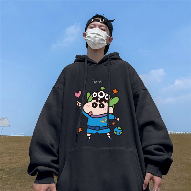 ！秋季重磅宽松大码港风小新印花连帽卫衣LW120-特p35,男装卫衣,星座508（原C305）