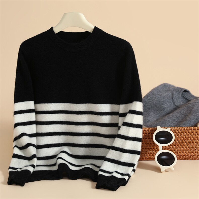 秋冬季新款舒适时尚百搭十二针加条圆领儿童羊绒衫，童装儿童羊绒衫，六一童装