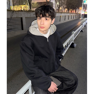 抖音得物高品质二开 26春装美式重磅宽松结构双面连帽卫衣外套W68图片