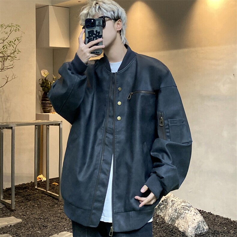 男士痞帅男装机车短款皮衣外套春秋新款pu皮夹克J2513P90控138，男装夹克，电商A157