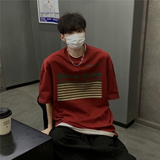 1港风条纹印花设计潮大码M-5XL短袖T恤男DT77773P18块特价控38，男装T恤，星座226-2