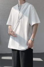 现货T10132-特批33控65夏季新款假两件曼巴棉大码撞色T恤，男装T恤，电商A059