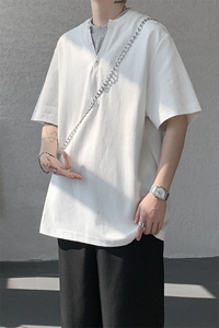现货 T10132-特批33 控65 夏季新款假两件曼巴棉大码撞色T恤图片