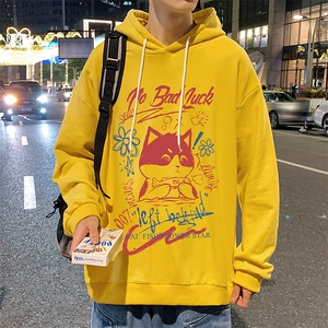 WY2226-P35 纯棉连帽卫衣男大码运动帽衫宽松薄外套男图片