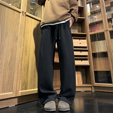 白花灰弯刀加绒卫裤男女秋冬加厚情侣小个子运动裤宽松垂感阔腿裤，男装休闲裤，星座604