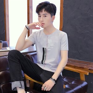 家乐2002短袖t恤男士韩版个性潮流修身圆领丅半袖夏季男装