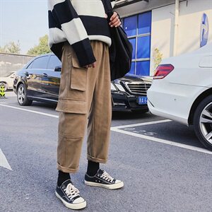 裤子男秋季港风chin工装裤韩版宽松裤男生ins潮牌休闲裤K500-P20图片