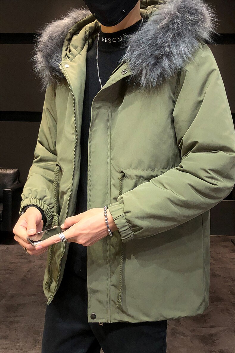 2019冬季新日系大码男店主风韩版毛领抽绳燕尾中长棉衣M730-P130,男装棉衣,电商A001