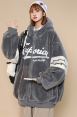 冬款加绒加厚羊羔绒棉衣中性风拼接连帽外套男女920-P110控价158，男装棉衣，电商A441-1