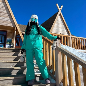 冬季大口袋连帽大码滑雪服男女加绒加厚防水防风保暖外套M25-P175图片