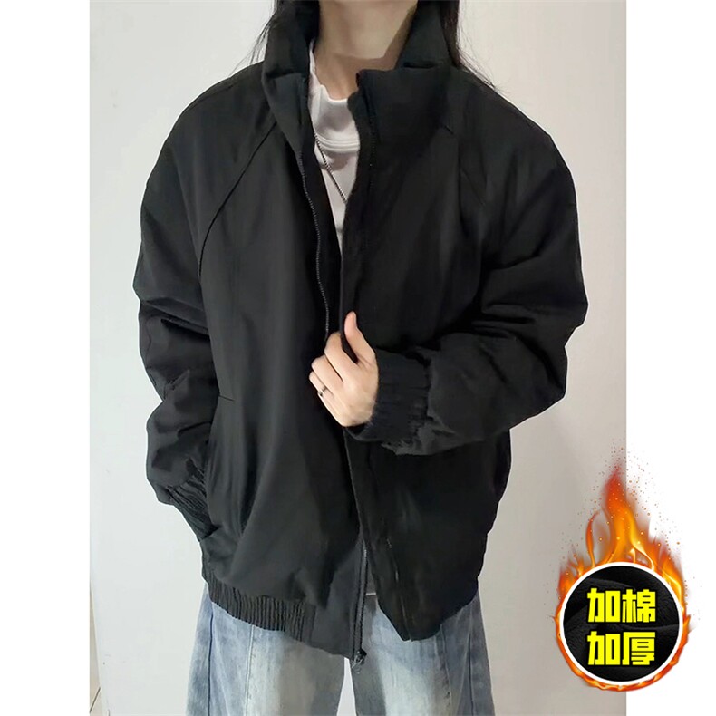 现货美式高街休闲棉衣夹克三防立领纯色户外工装加厚棉服外套图片