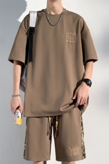 2024夏季新款光影墙大码菠萝格短袖T恤套装M-5XHQ23462-特P45，男装T恤，电商A022