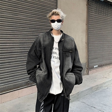 美式高街牛仔外套男韩版潮流个性帅2025春季ins宽松夹克W5518-P67，男装夹克，星座412-3