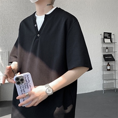 现货T10132-特批33控65夏季新款假两件曼巴棉大码撞色T恤，男装T恤，电商A059
