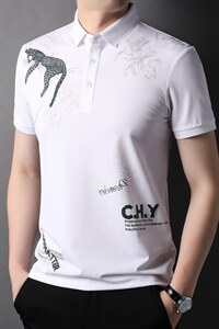 主推新款男装中青年翻领Polo日常休闲短袖上衣显瘦男装半袖T P95图片