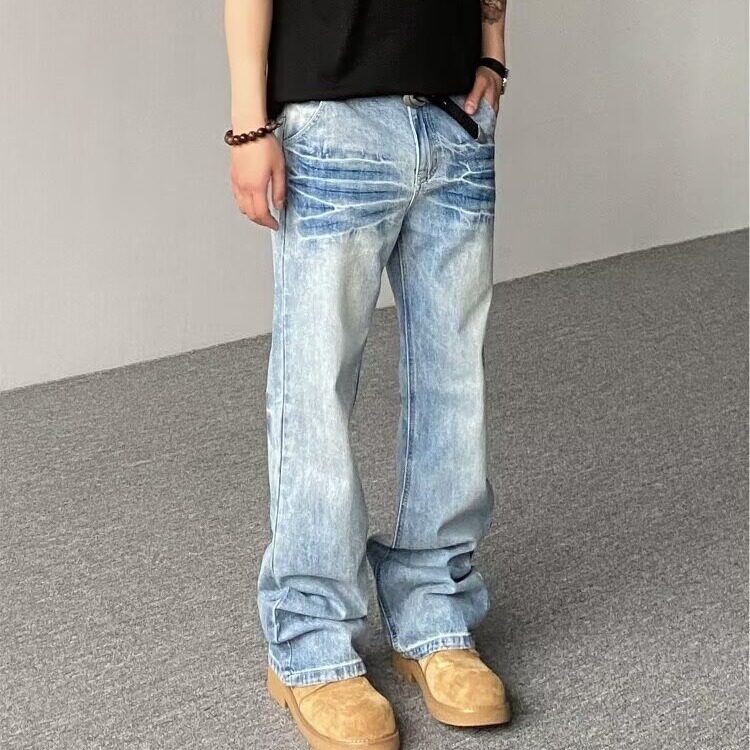 2026美式复古水洗裂纹牛仔裤男女宽松高街休闲长裤K70536-P47网图,男装牛仔裤,电商B245