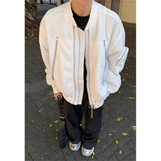 白色压皱美式棒球服男款秋冬潮牌高级感短款飞行员夹克M5014，男装夹克，星座1116A（原606A-3）