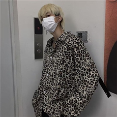 潮流ins街头潮牌炸街暗黑系豹纹衬衫男女宽松长袖网红很仙花衬衣，男装衬衫，星座506A