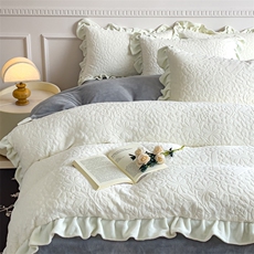 2023新款花边雕花牛奶绒四件套-飘逸系列，床品套件，一起卖家纺