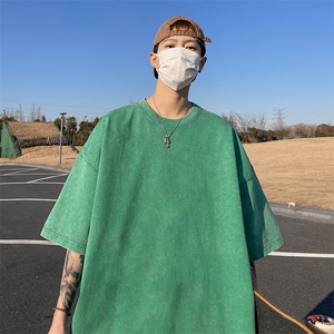 直播得物品质二开240克重磅纯棉水洗纯色光版T恤SX09支持独立包装图片