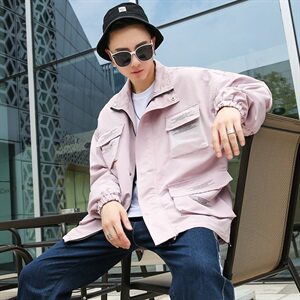 709-JK58-P90 20秋装新款 情侣立领夹克宽松印花工装外套男潮图片