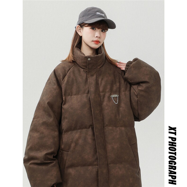 白墙PU皮复古做旧金属设计棉衣男MY77102P130控198抖音控228，男装棉衣，星座227-7