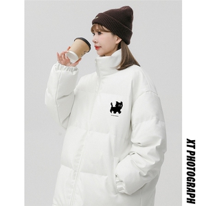 中性风 23冬季时尚百搭宽松字母印花PU皮棉服外套MY6454P115控158图片