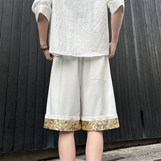 2024夏季新款外景大码新中式拼接短裤M-5XHK24299-P35，男装牛仔裤，电商A022