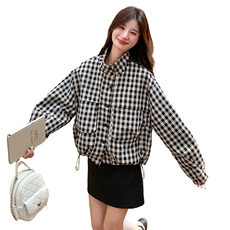 现货~~！！跑量款主推款简约休闲百搭格子外套P125188，女装短外套，2C262