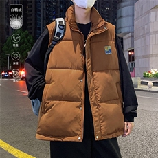 港风冬季新款立领马甲白鸭绒羽绒服男潮宽松男MJ613P115控158，男装羽绒服，电商A268A