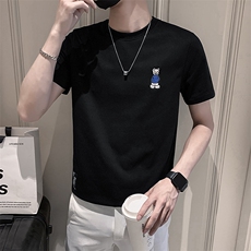 白色2022精神小伙修身男士印花短袖T恤社会tT087-P38控58，男装T恤，电商A108