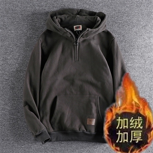 复古秋冬加绒加厚男连帽袋鼠兜长袖套头卫衣外套WY3338 P44-P48图片