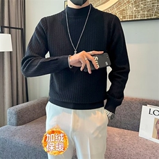 圆领毛衣男秋冬季修身软糯纯色加绒上衣服保暖打底男士针织衫M803，男装针织衫/毛衣，星座1116A-2（原606A-1）