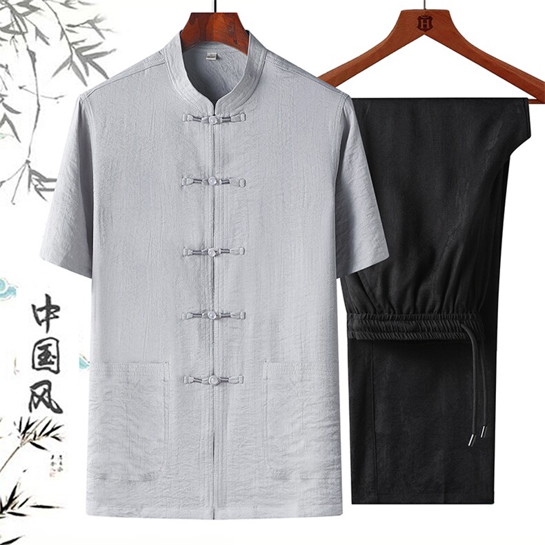 DR1103钱塘2020-2夏季新款男士唐装套装时尚风两件套P110,男装民族服装,钱塘207-2