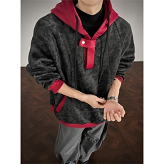 WY10158-特P55控98新款连帽撞色解构拼接大码男宽松情侣卫衣，男装卫衣，电商A059