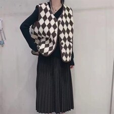 现货冬季棋盘格背心，女装背心吊带，OWJ