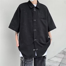 提花短袖衬衫男垂感休闲设计感小众痞帅衬衣C4549，男装衬衫，星座1116A-1（原606A）