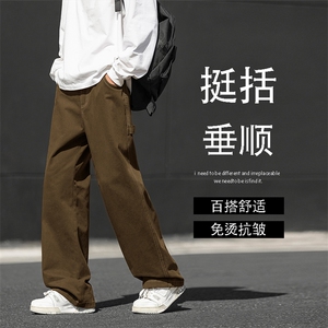 卡其色工装裤男款美式复古宽松垂感裤子休闲运动K687特批4588图片