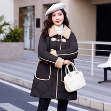 【yaya同款】2024新款冬装羽绒服仿羊羔毛撞色拼接外套90白鸭绒，女装羽绒服，雅静靓衣