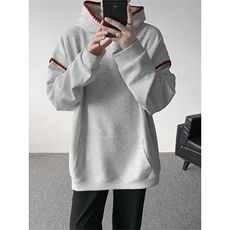WY10155-特P48控88新款连帽贝壳绣花麦穗提花大码男宽松情侣卫衣，男装卫衣，电商A059