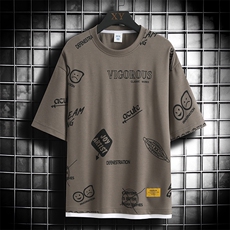 冰氧仿短袖网格挂拍体恤夏季休闲百搭趣味印花男上衣TC3156-P25，男装T恤，星座717