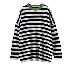 女士简约时尚百搭撞色条纹长袖15%山羊绒，女装卫衣/绒衫，绒歆坊