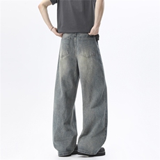 xz905-Z032#P65美式高街宽松阔腿牛仔裤，男装牛仔裤，星座905
